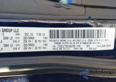 2013 Dodge Durango R/T из США, поврежденный, VIN 1C4SDJCT3DC663785